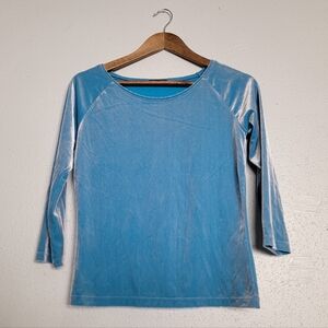 VTG Vintage Y2K No Boundaries Blue Velvet Cybercore Top